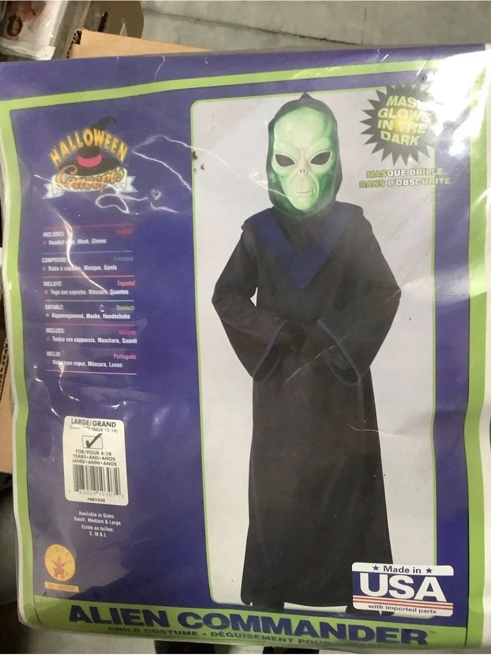 Rubie's Alien Commander Costume - Glow Green Mask and Black Robe